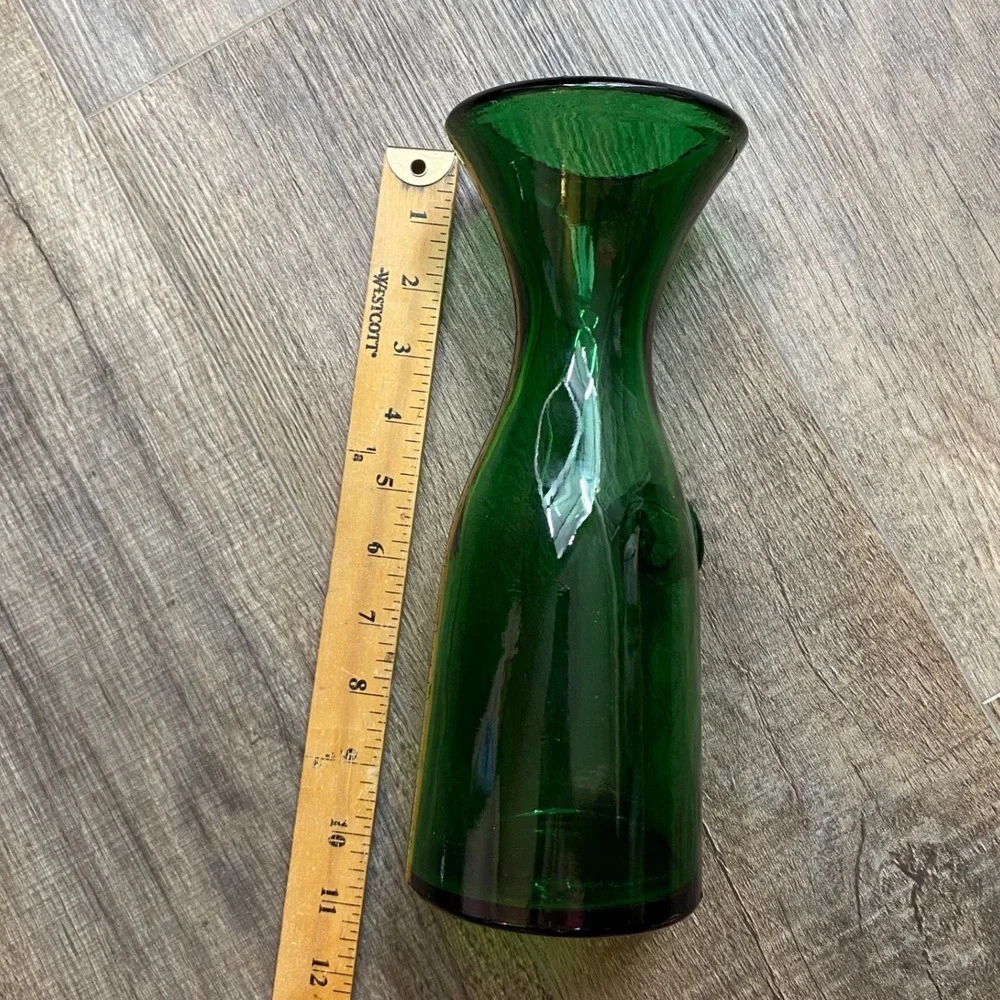 Vintage Italian Emerald Green Glass Wine Carafe Decanter Made in Italy